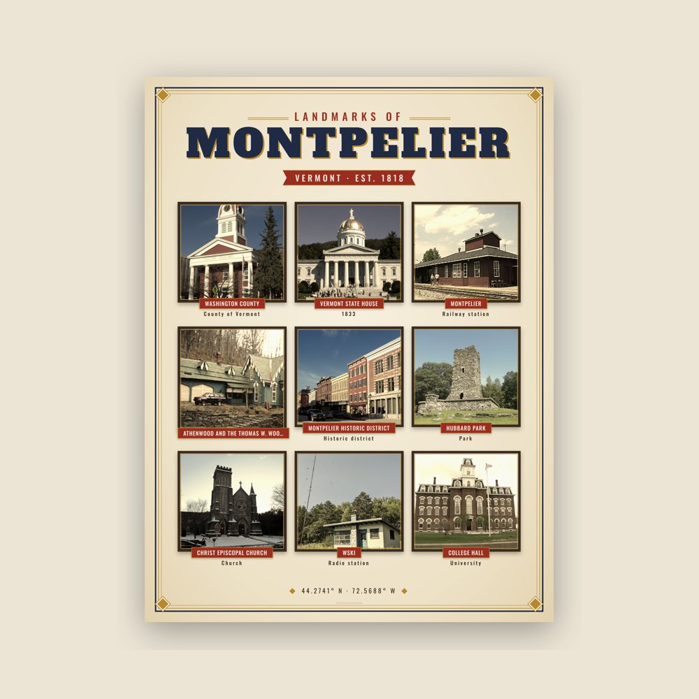 Montpelier Landmarks Photo Poster