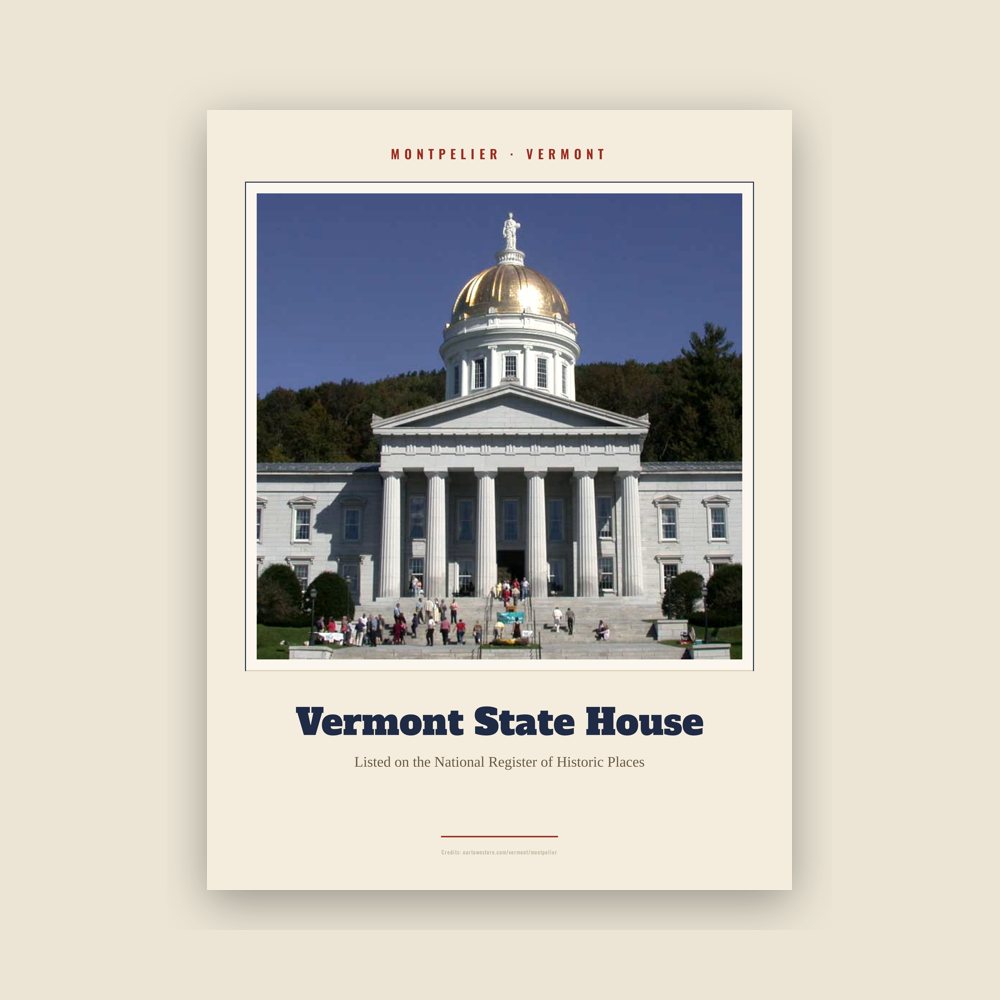 Montpelier Vermont State House Landmark Print