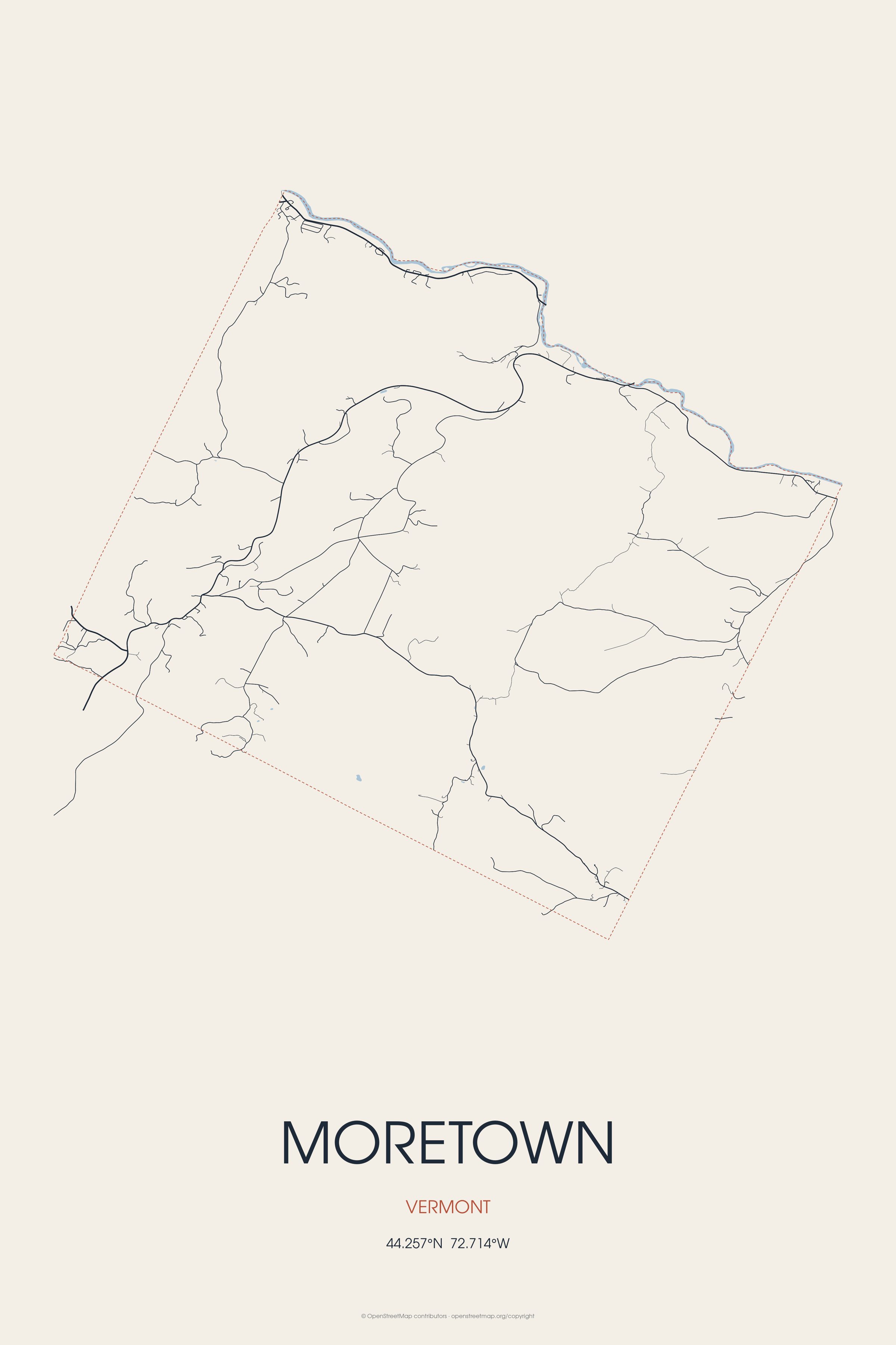 Street map of Moretown, Vermont