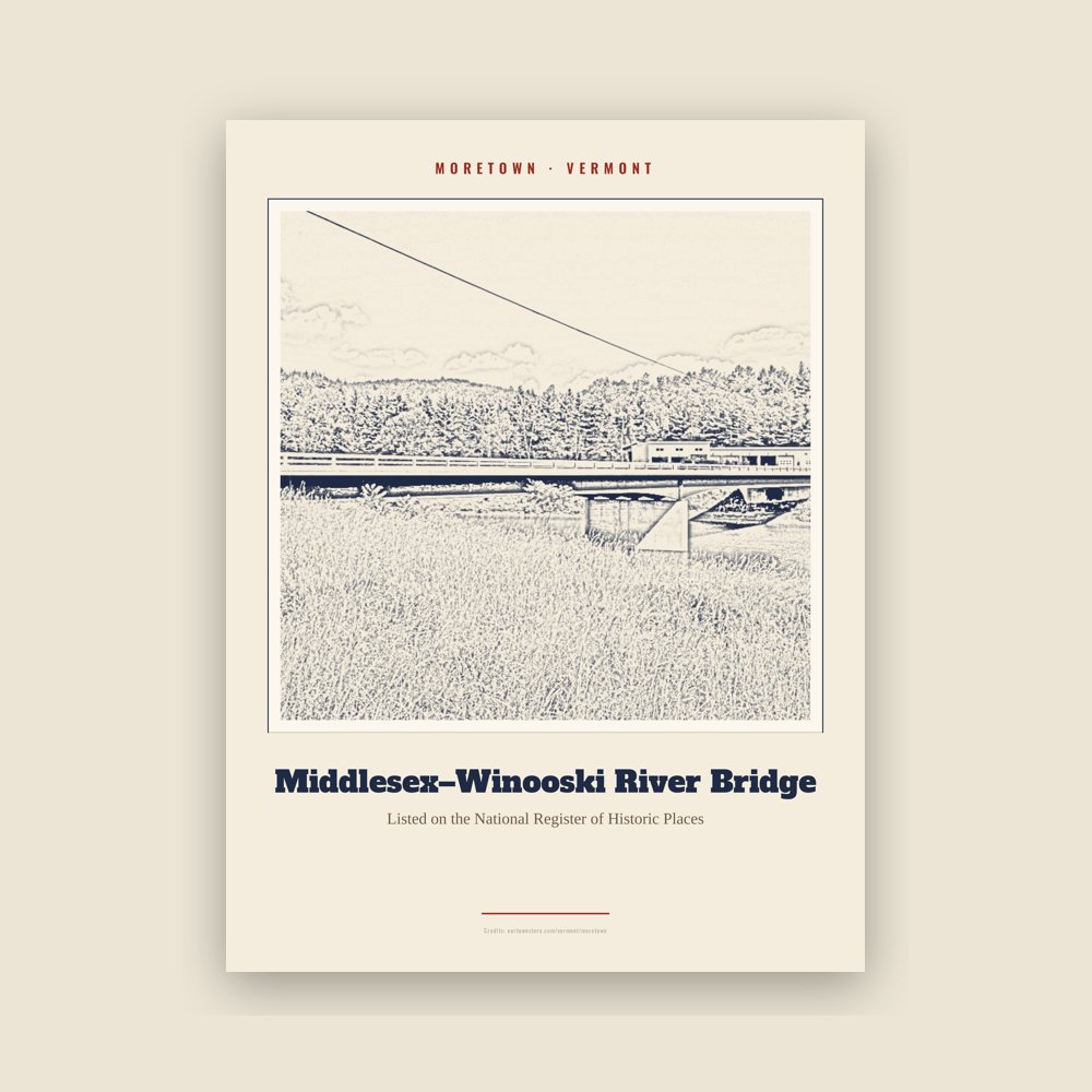 Moretown Middlesex–Winooski River Bridge Landmark Print