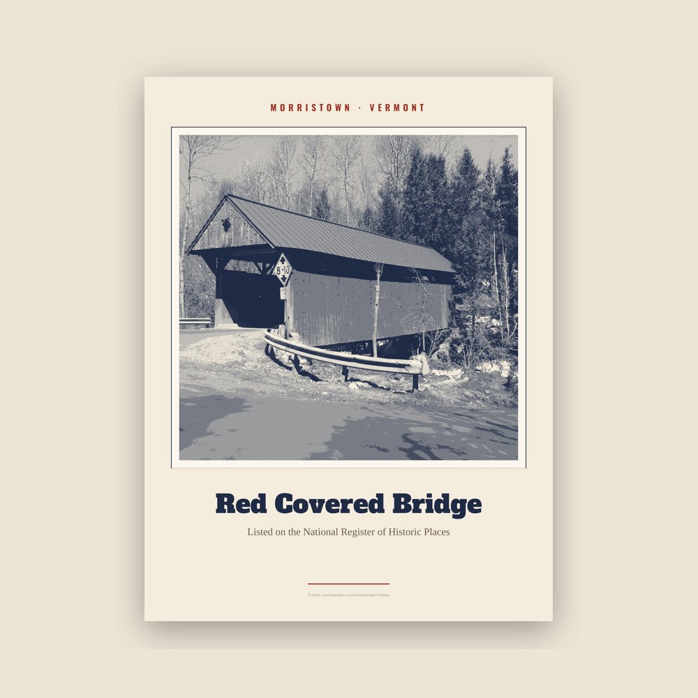 Morristown Red Covered Bridge Landmark Print