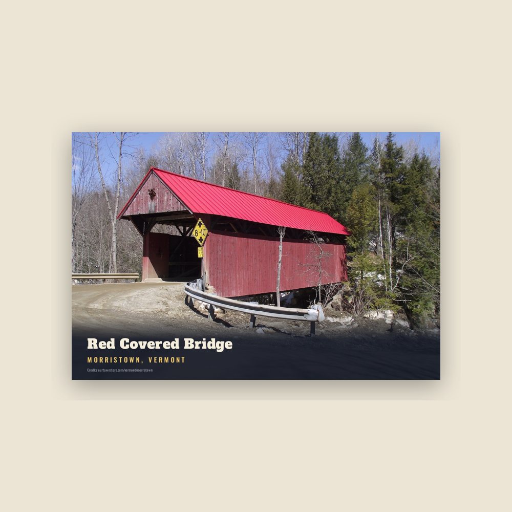 Morristown Red Covered Bridge Postcard
