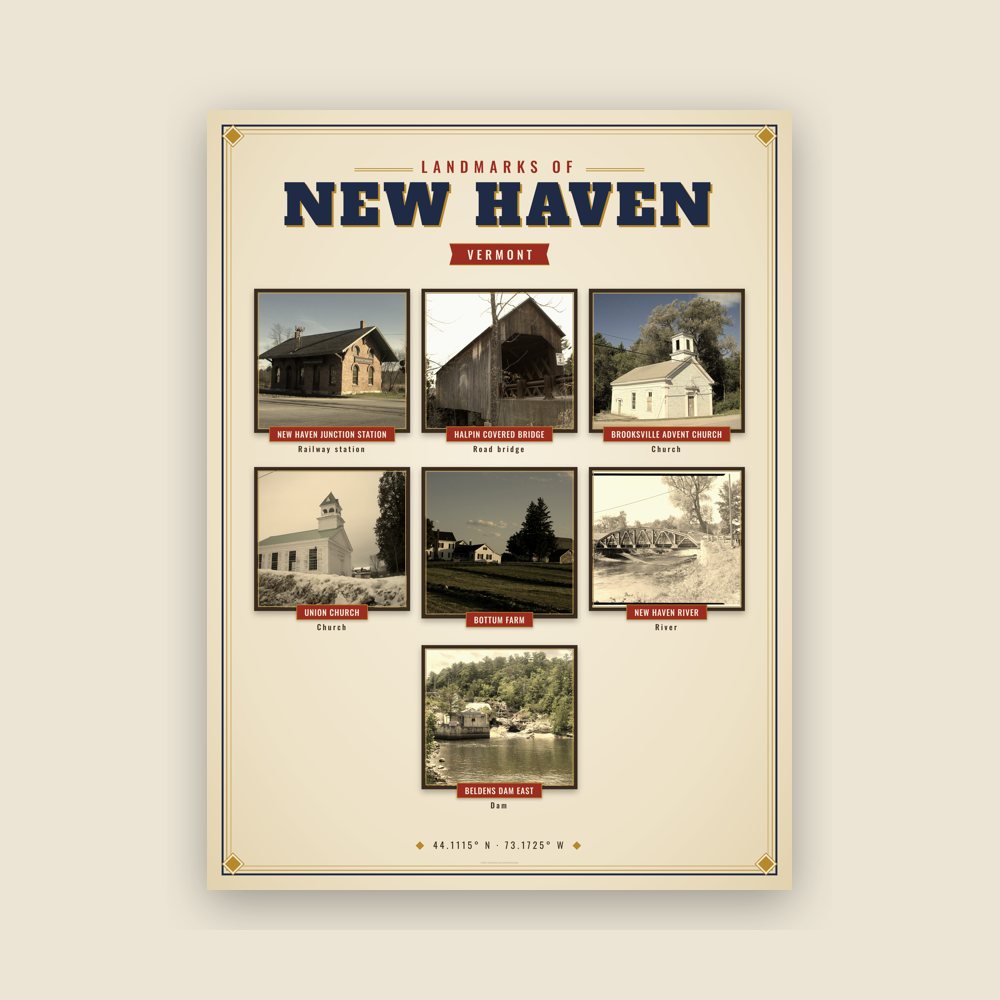 New Haven Landmarks Photo Poster