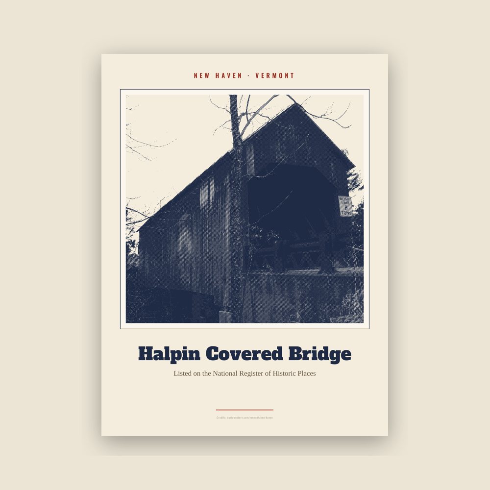 New Haven Halpin Covered Bridge Landmark Print