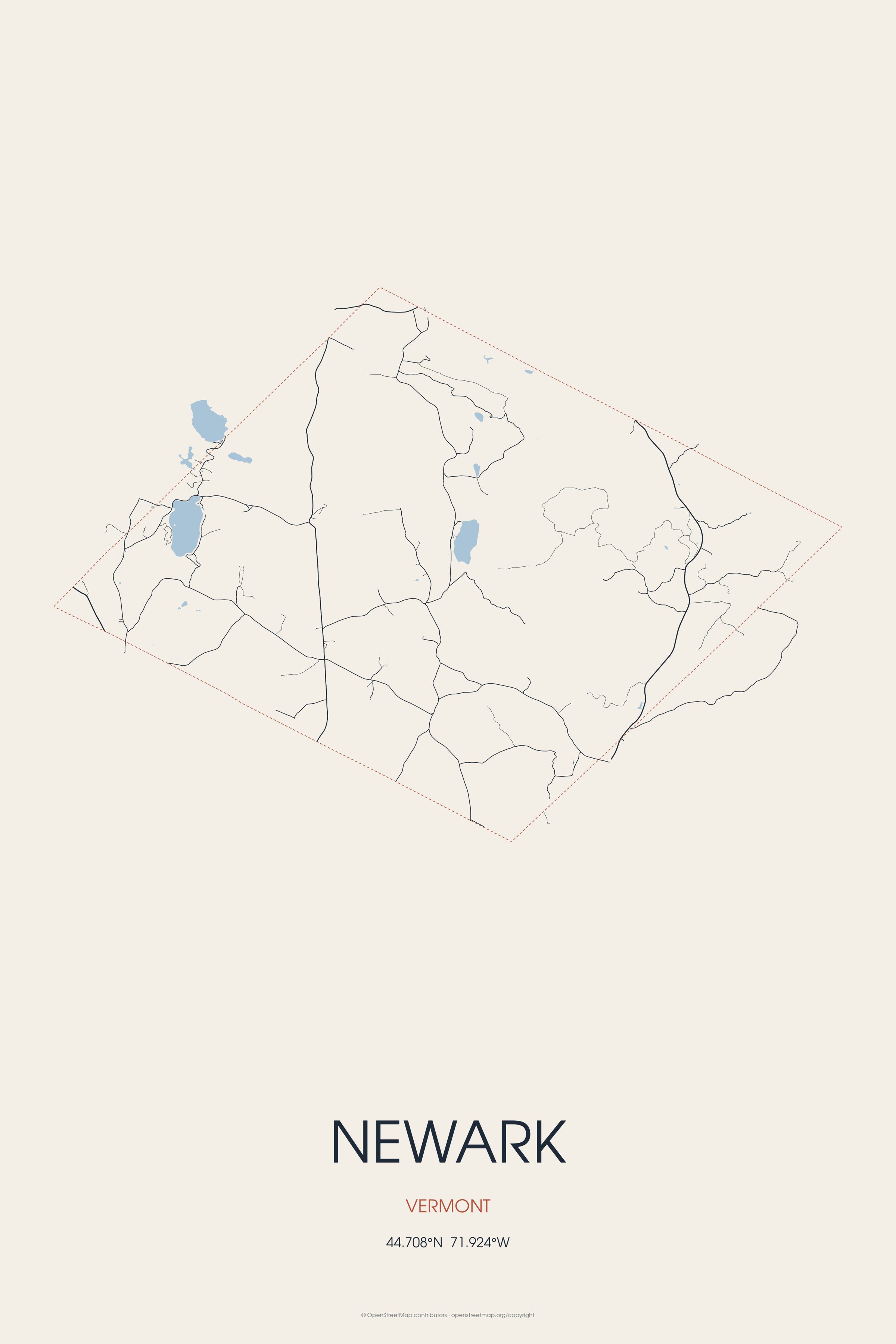 Street map of Newark, Vermont