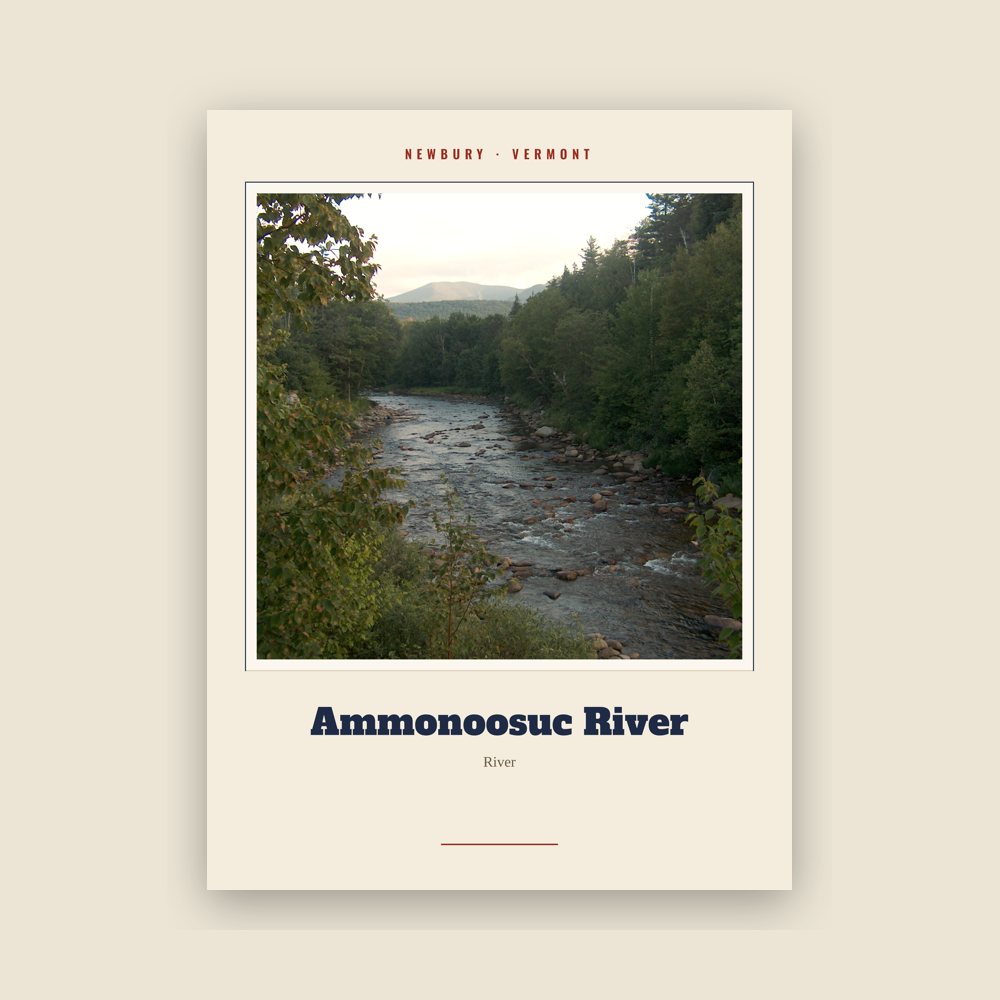 Newbury Ammonoosuc River Landmark Print
