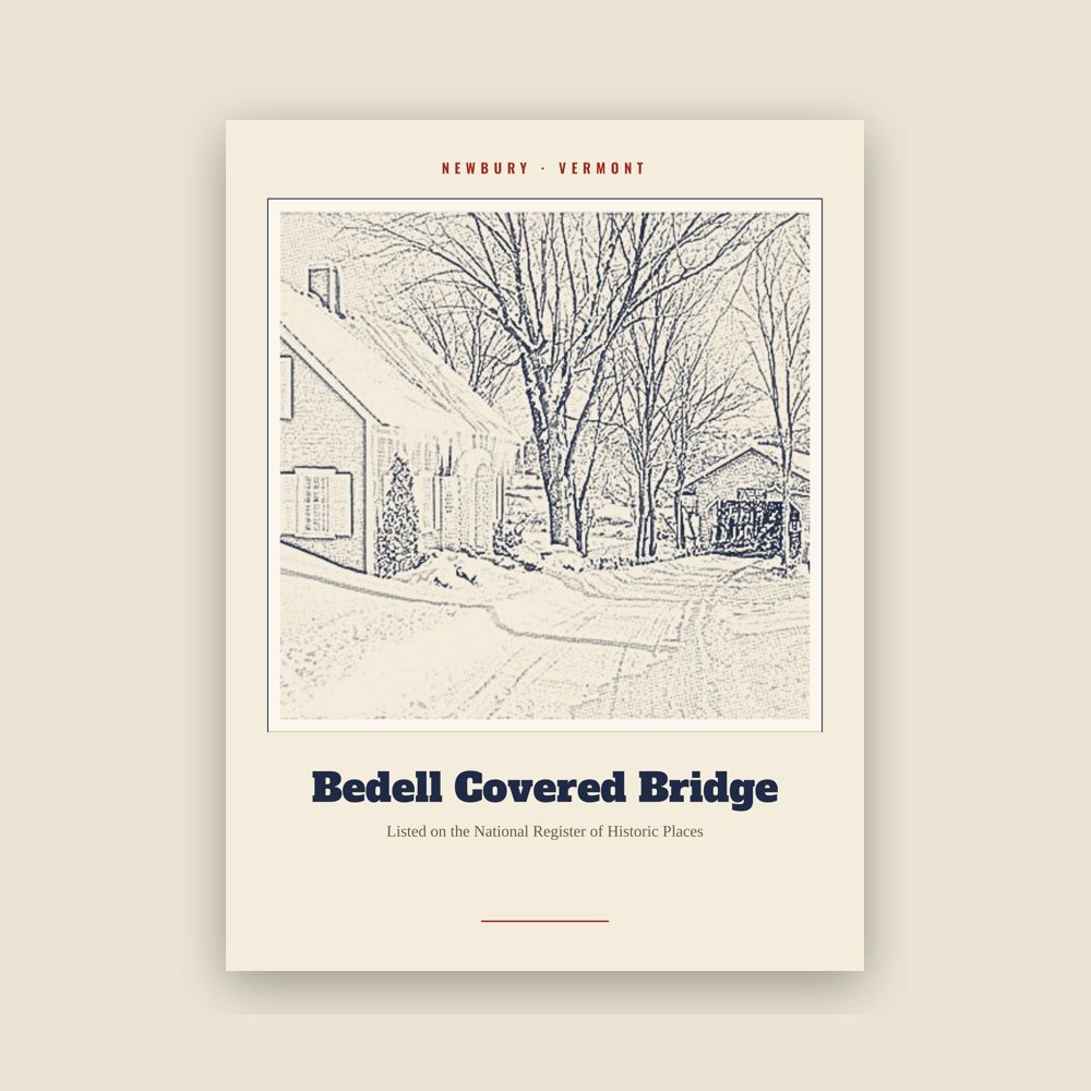 Newbury Bedell Covered Bridge Landmark Print