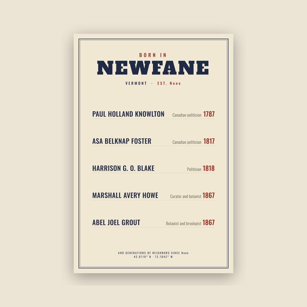 Newfane “Born In” Poster