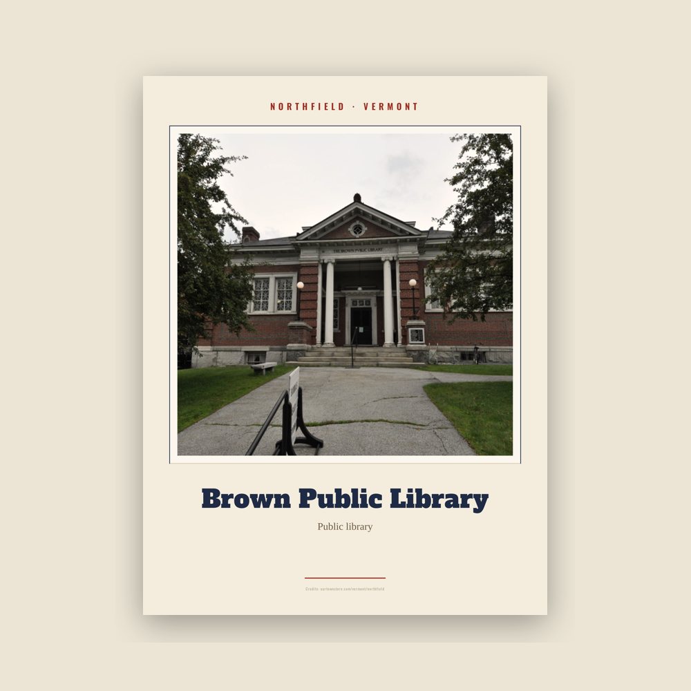 Northfield Brown Public Library Landmark Print