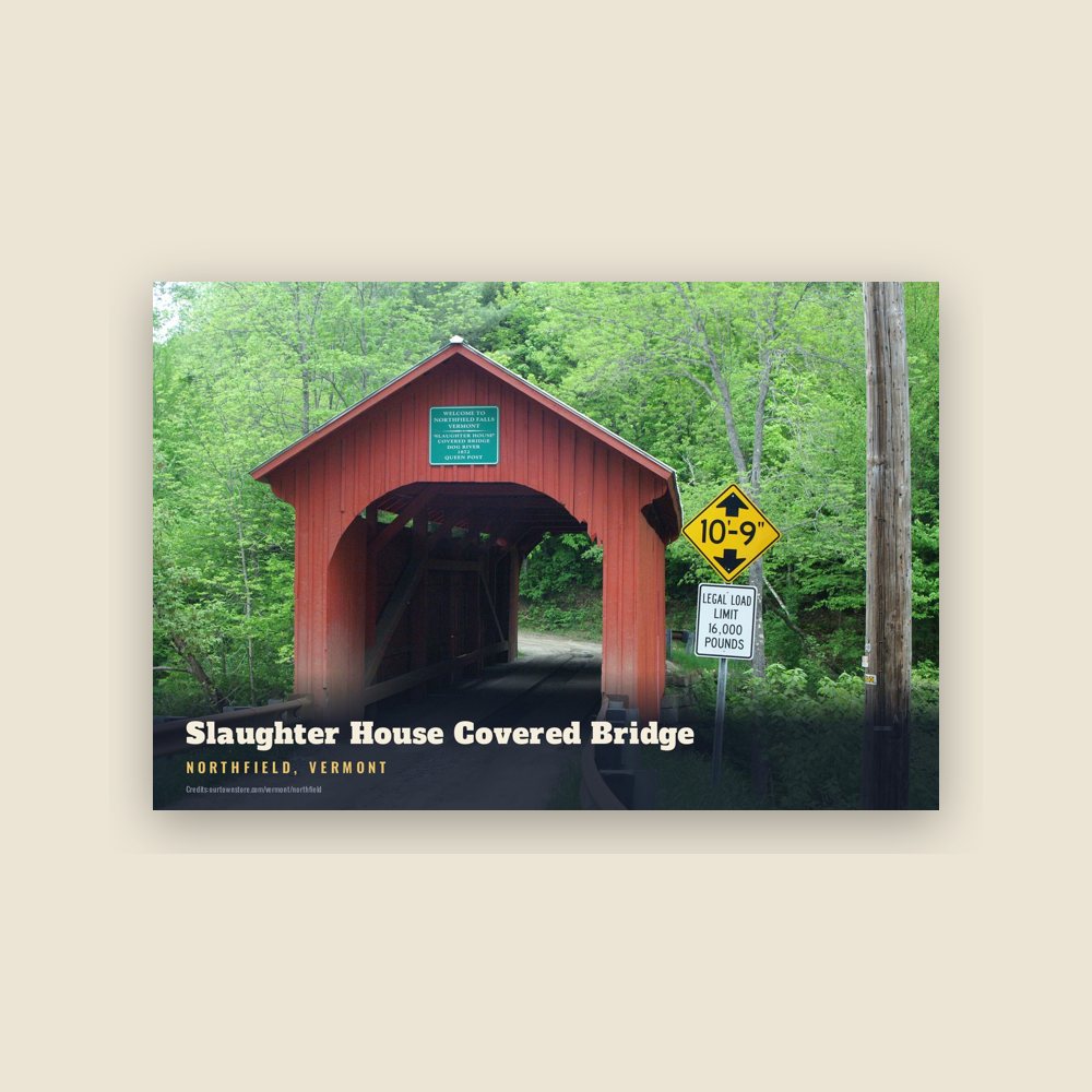 Northfield Slaughter House Covered Bridge Postcard