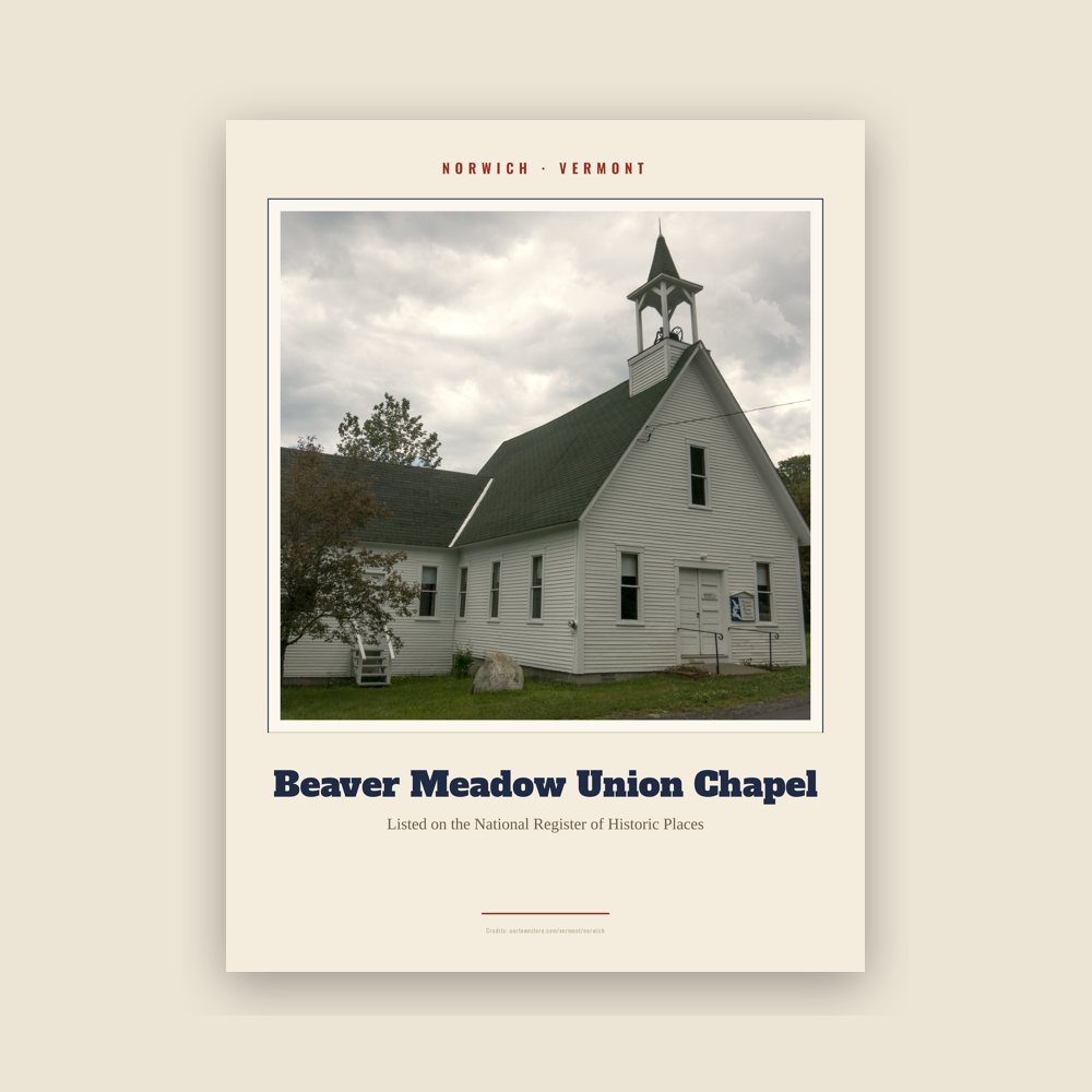 Norwich Beaver Meadow Union Chapel Landmark Print