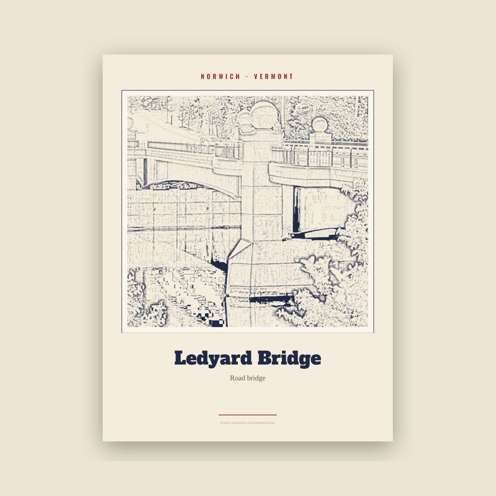 Norwich Ledyard Bridge Landmark Print