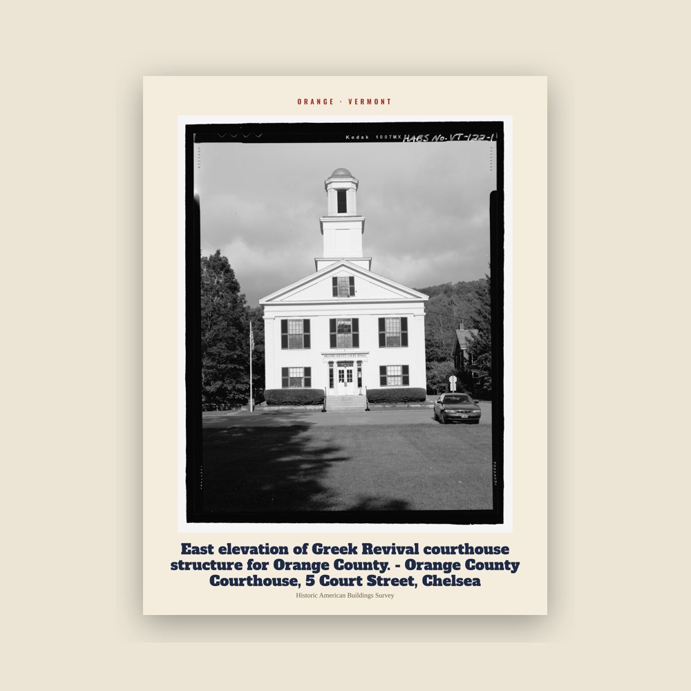 Orange East elevation of Greek Revival courthouse structure for Orange County. - Orange County Courthouse, 5 Court Street, Chelsea Archive Print