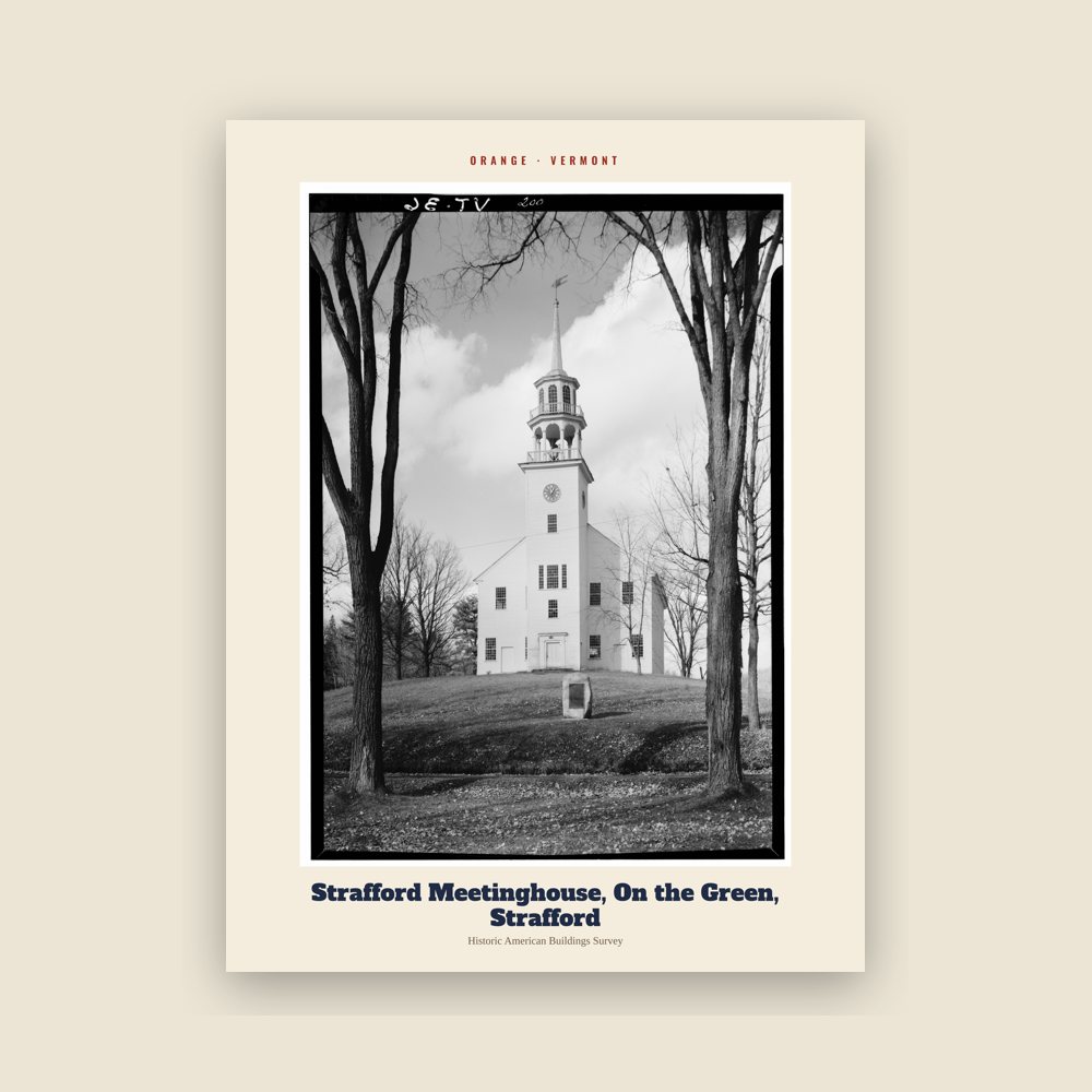 Orange Strafford Meetinghouse, On the Green, Strafford Archive Print