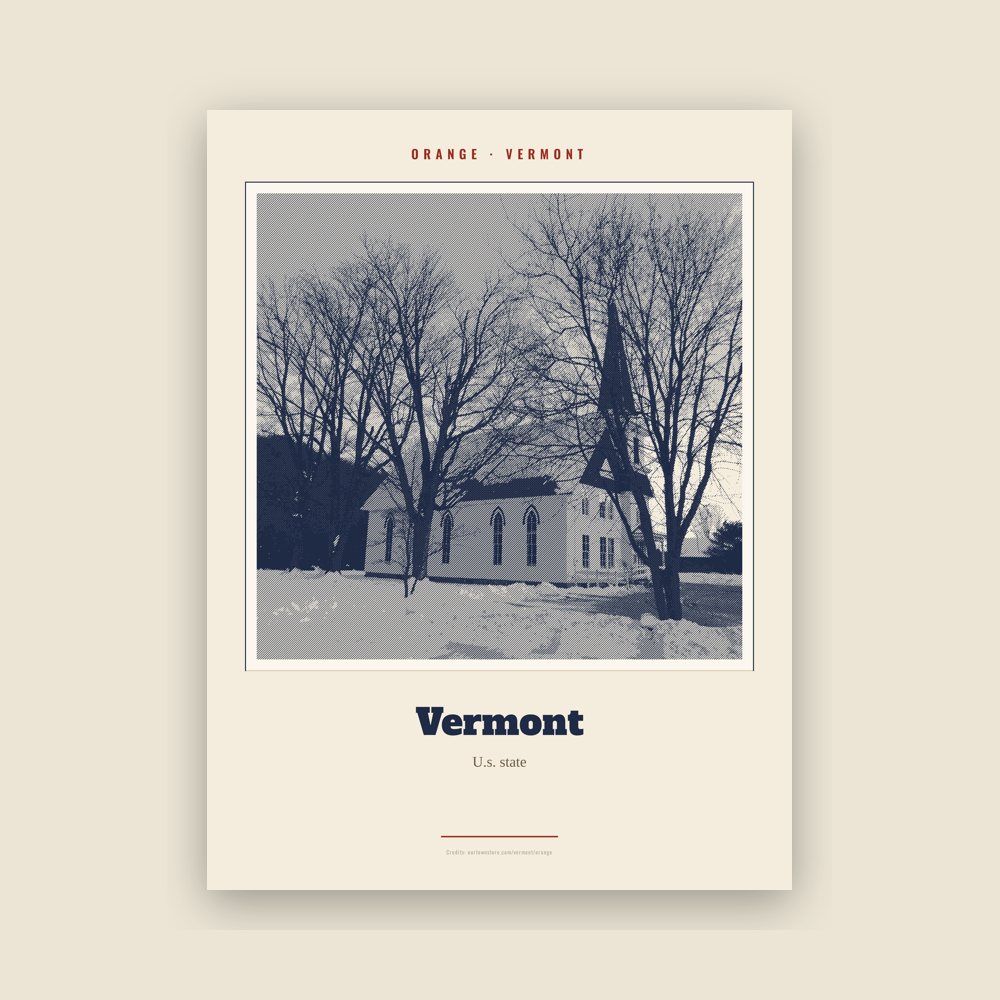 Orange Vermont Landmark Print