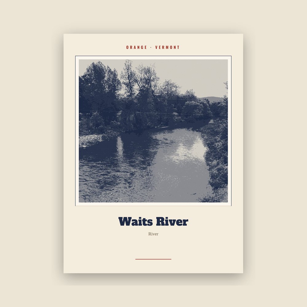 Orange Waits River Landmark Print