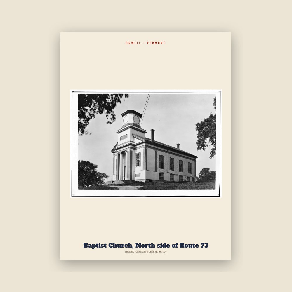 Orwell Baptist Church, North side of Route 73 Archive Print