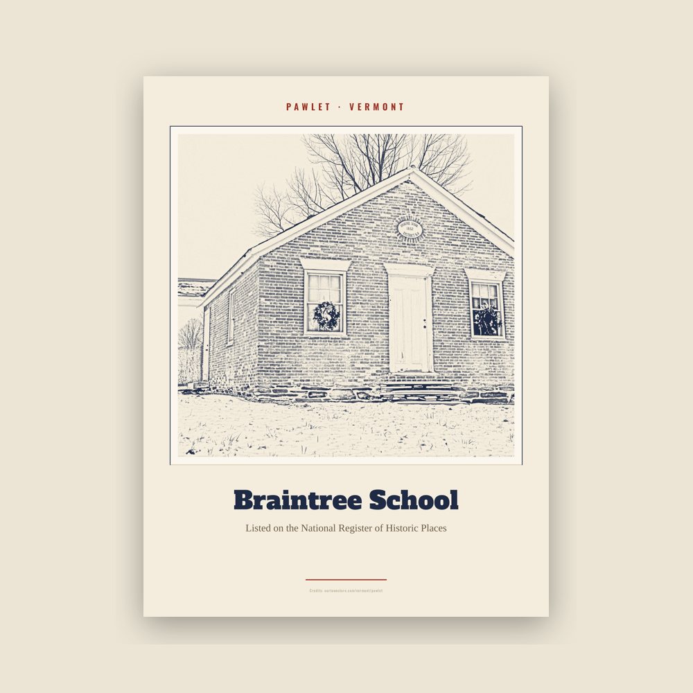 Pawlet Braintree School Landmark Print