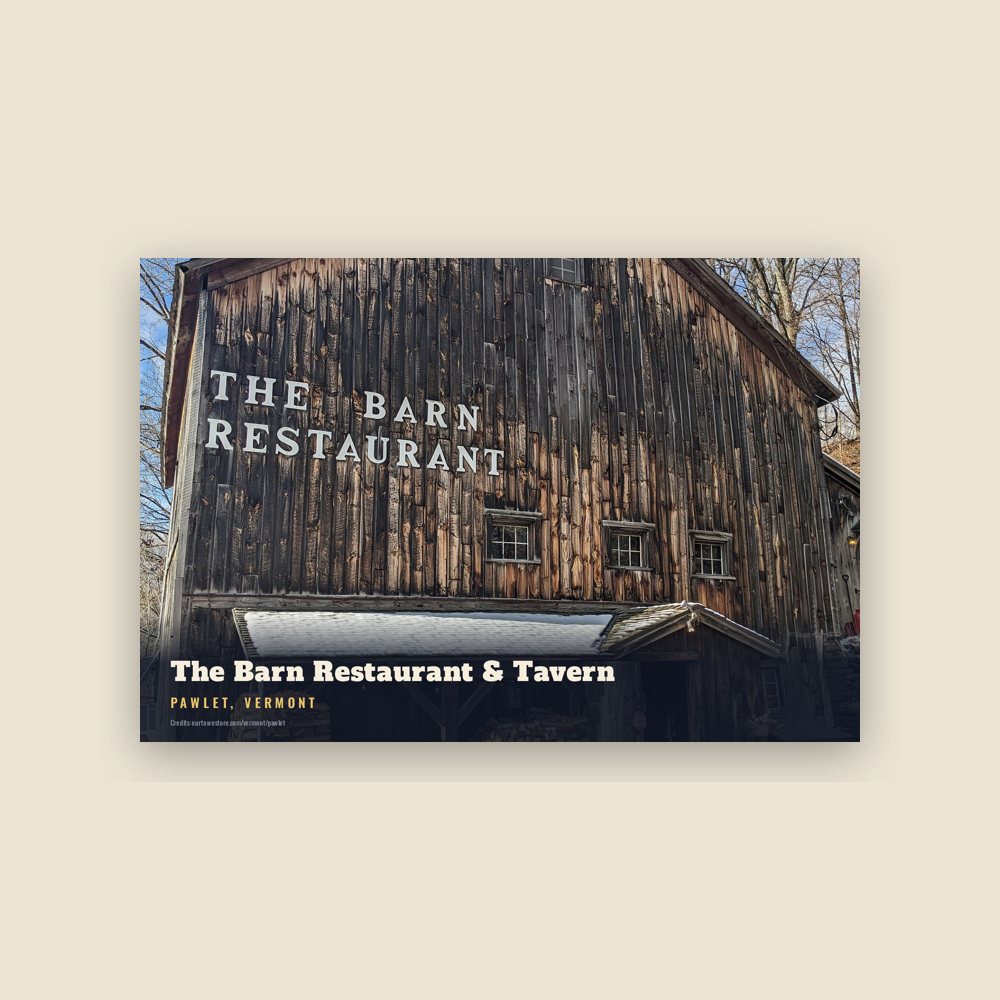 Pawlet The Barn Restaurant & Tavern Postcard
