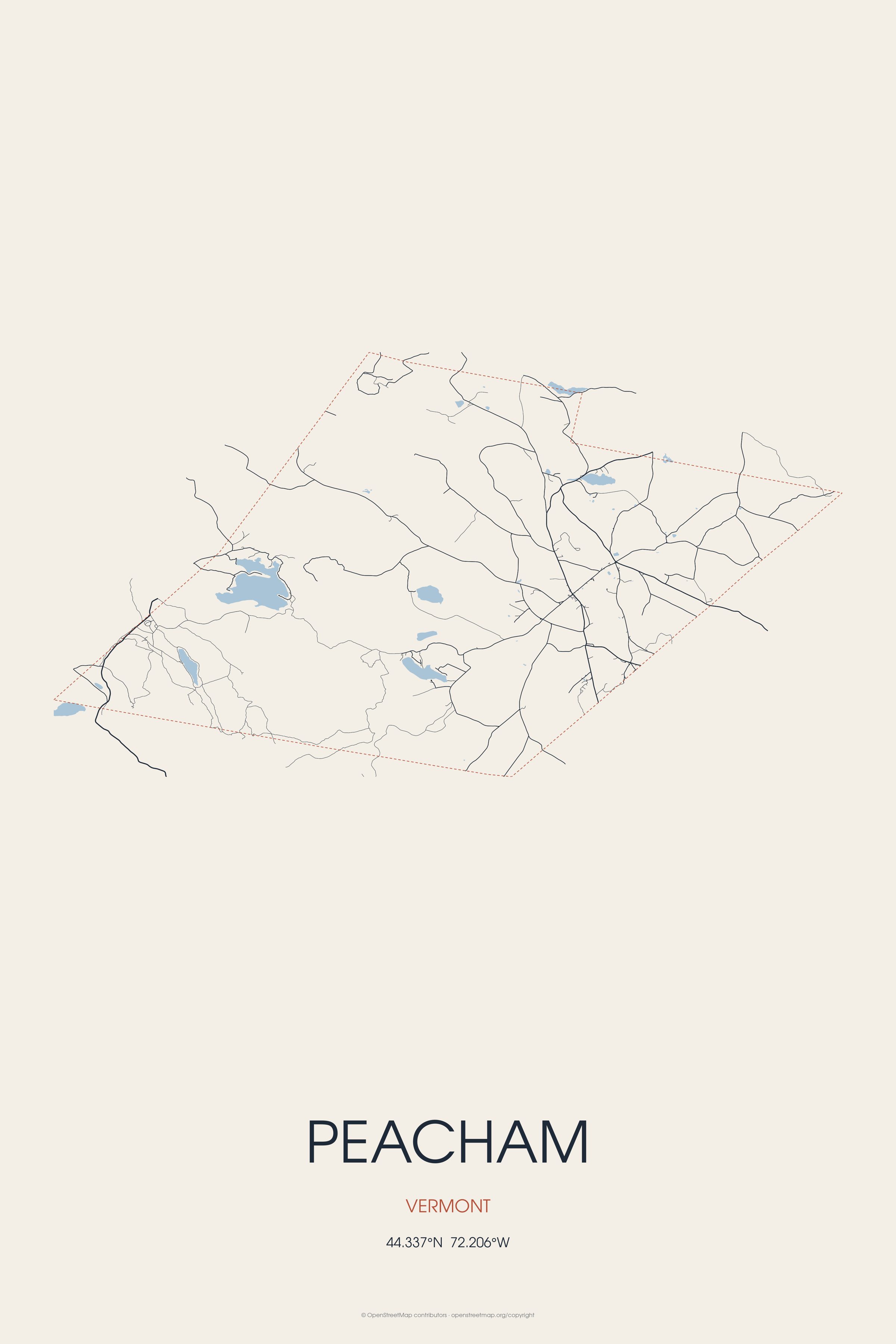 Street map of Peacham, Vermont