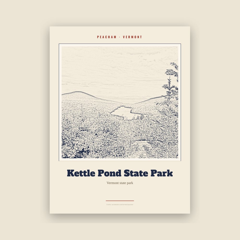 Peacham Kettle Pond State Park Landmark Print