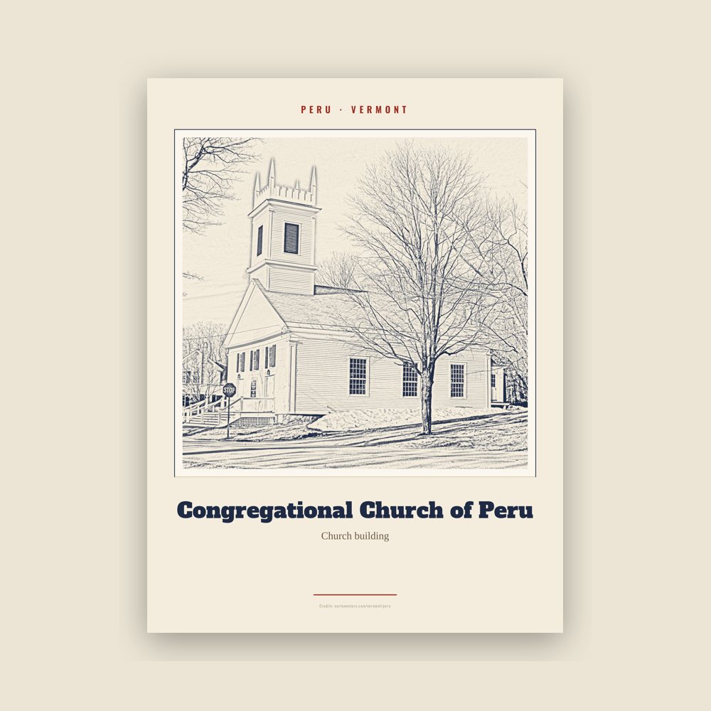 Peru Congregational Church of Peru Landmark Print