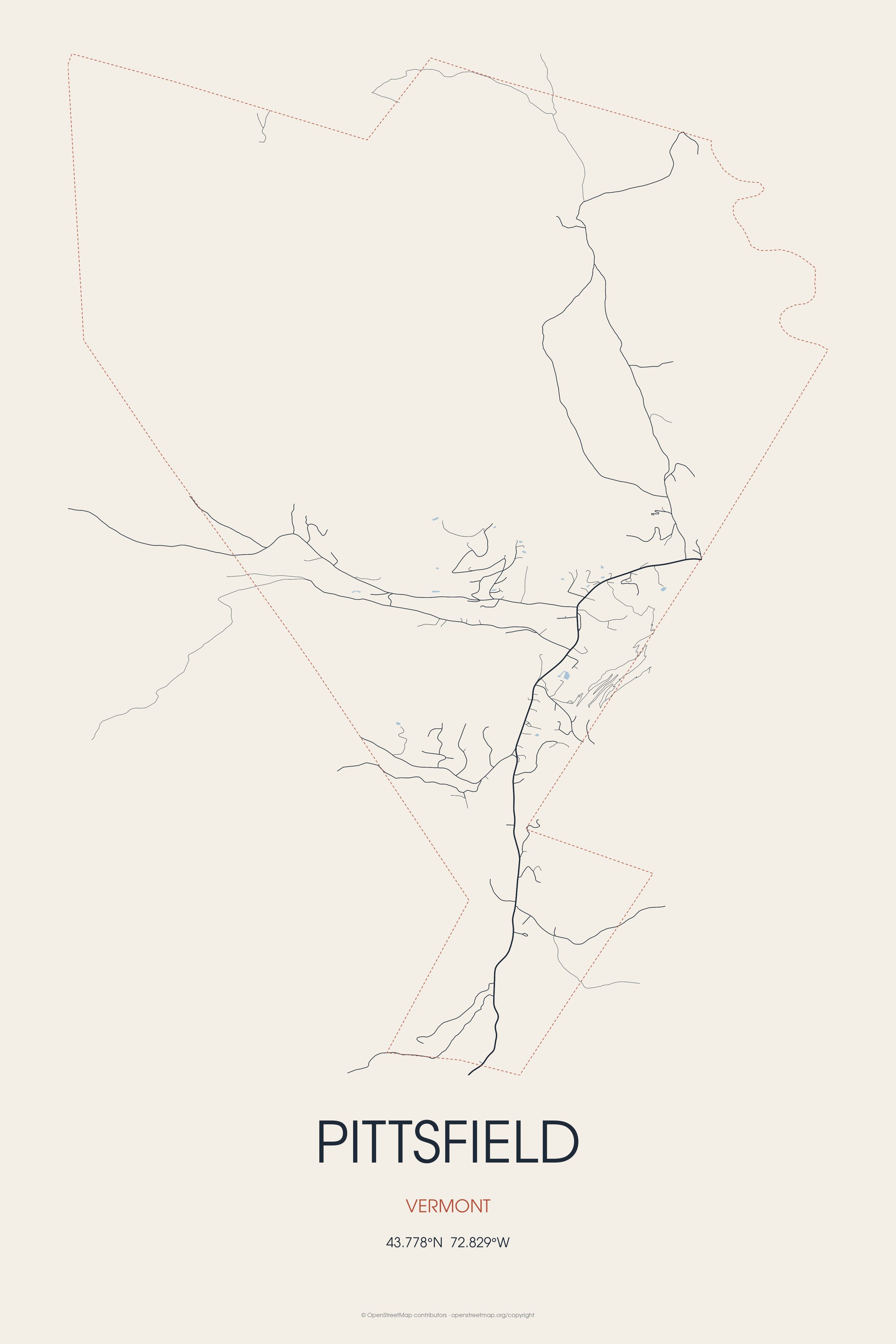 Street map of Pittsfield, Vermont