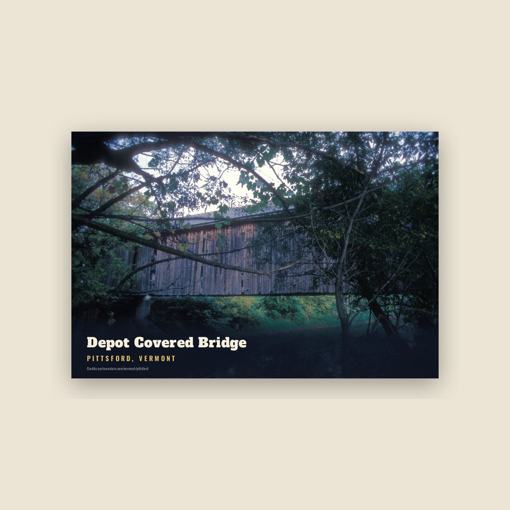 Pittsford Depot Covered Bridge Postcard