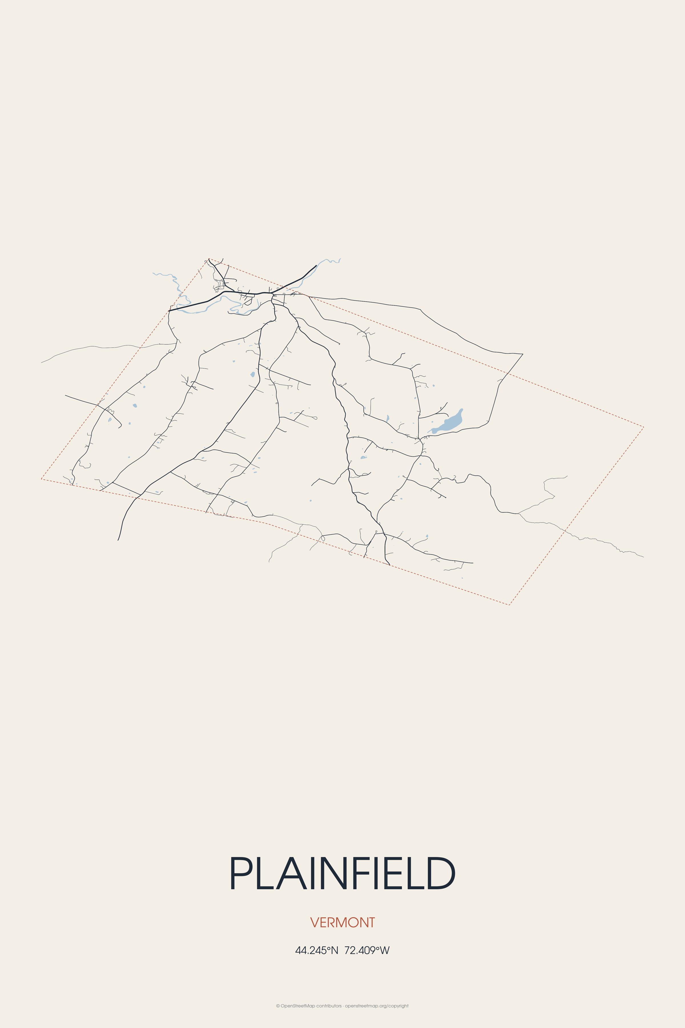 Street map of Plainfield, Vermont