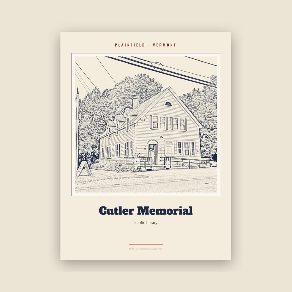 Plainfield Cutler Memorial Landmark Print