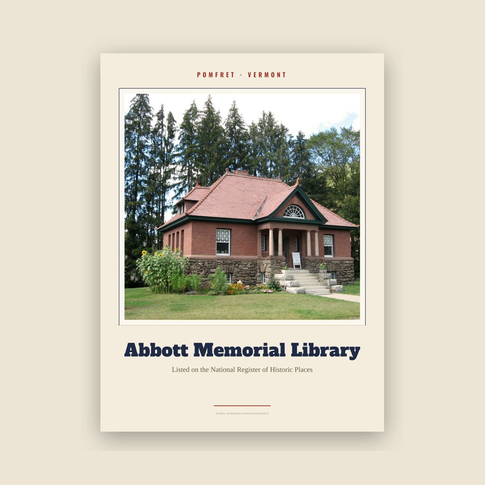 Pomfret Abbott Memorial Library Landmark Print