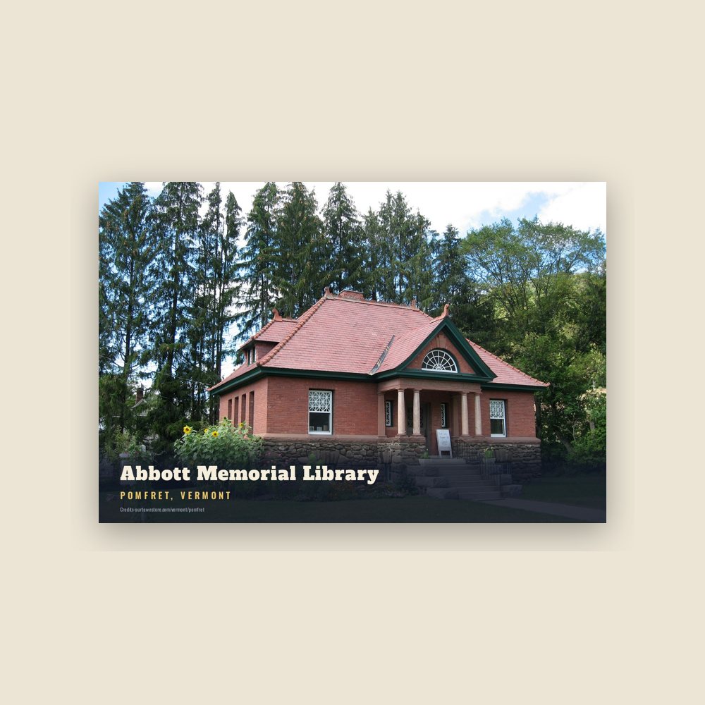 Pomfret Abbott Memorial Library Postcard