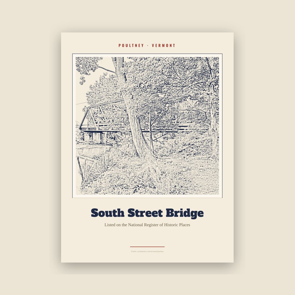 Poultney South Street Bridge Landmark Print
