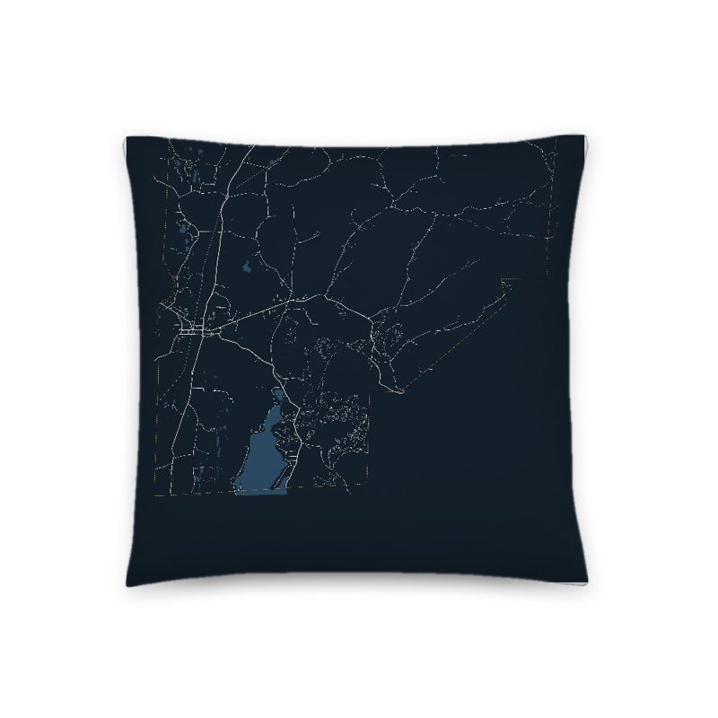 Poultney Map Throw Pillow