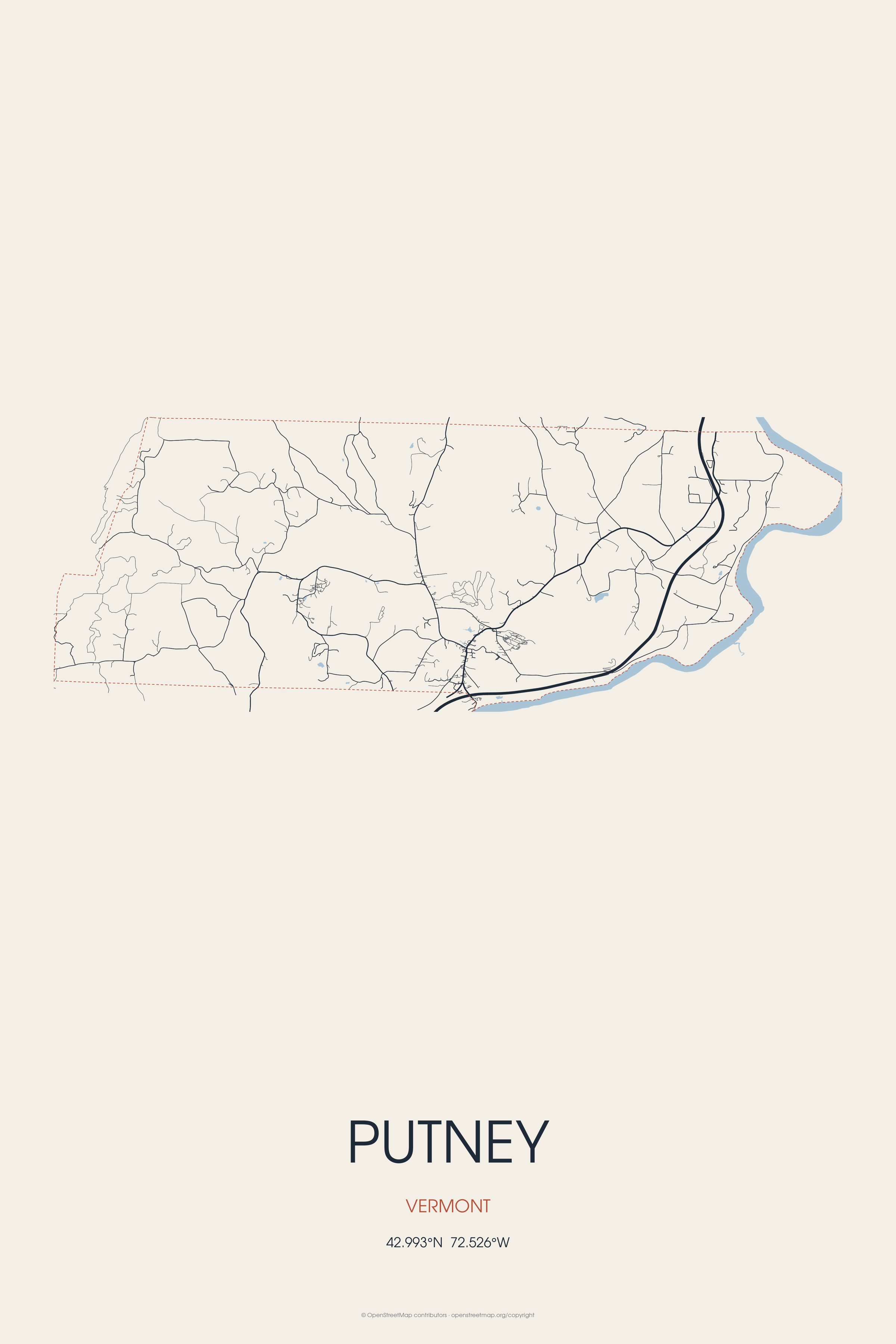 Street map of Putney, Vermont