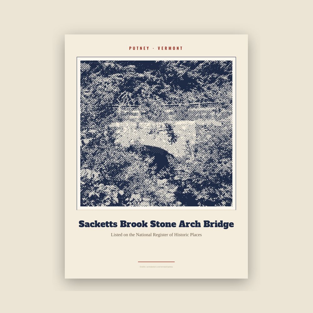 Putney Sacketts Brook Stone Arch Bridge Landmark Print