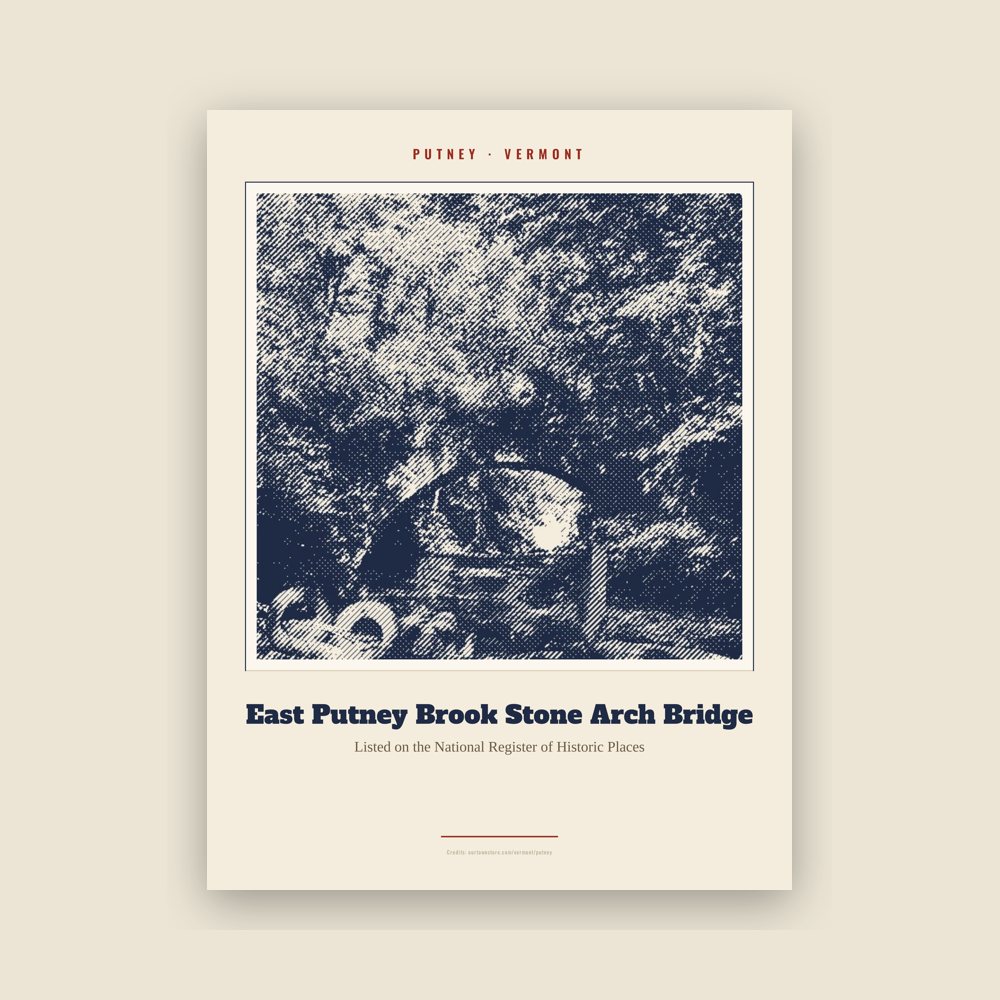 Putney East Putney Brook Stone Arch Bridge Landmark Print