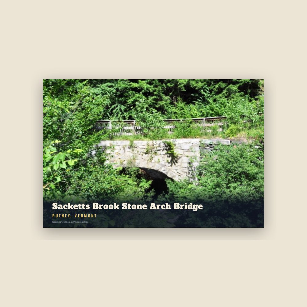 Putney Sacketts Brook Stone Arch Bridge Postcard