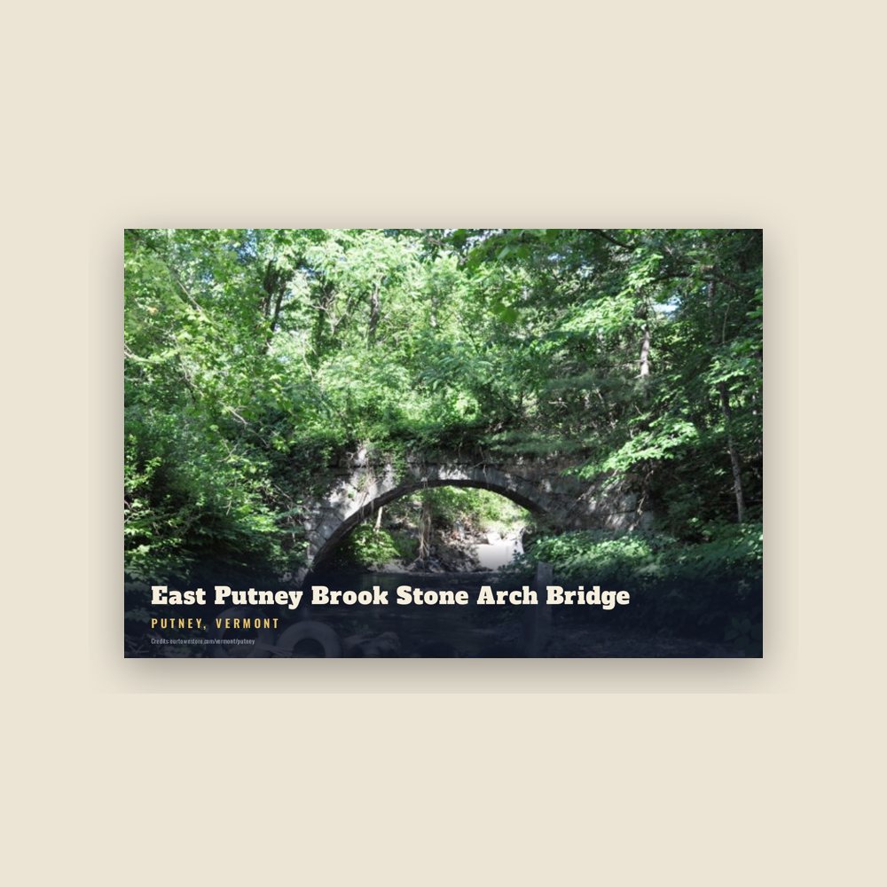 Putney East Putney Brook Stone Arch Bridge Postcard