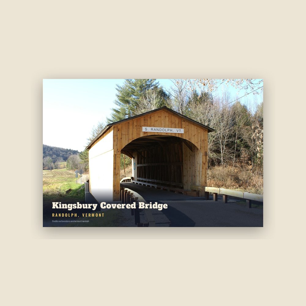 Randolph Kingsbury Covered Bridge Postcard