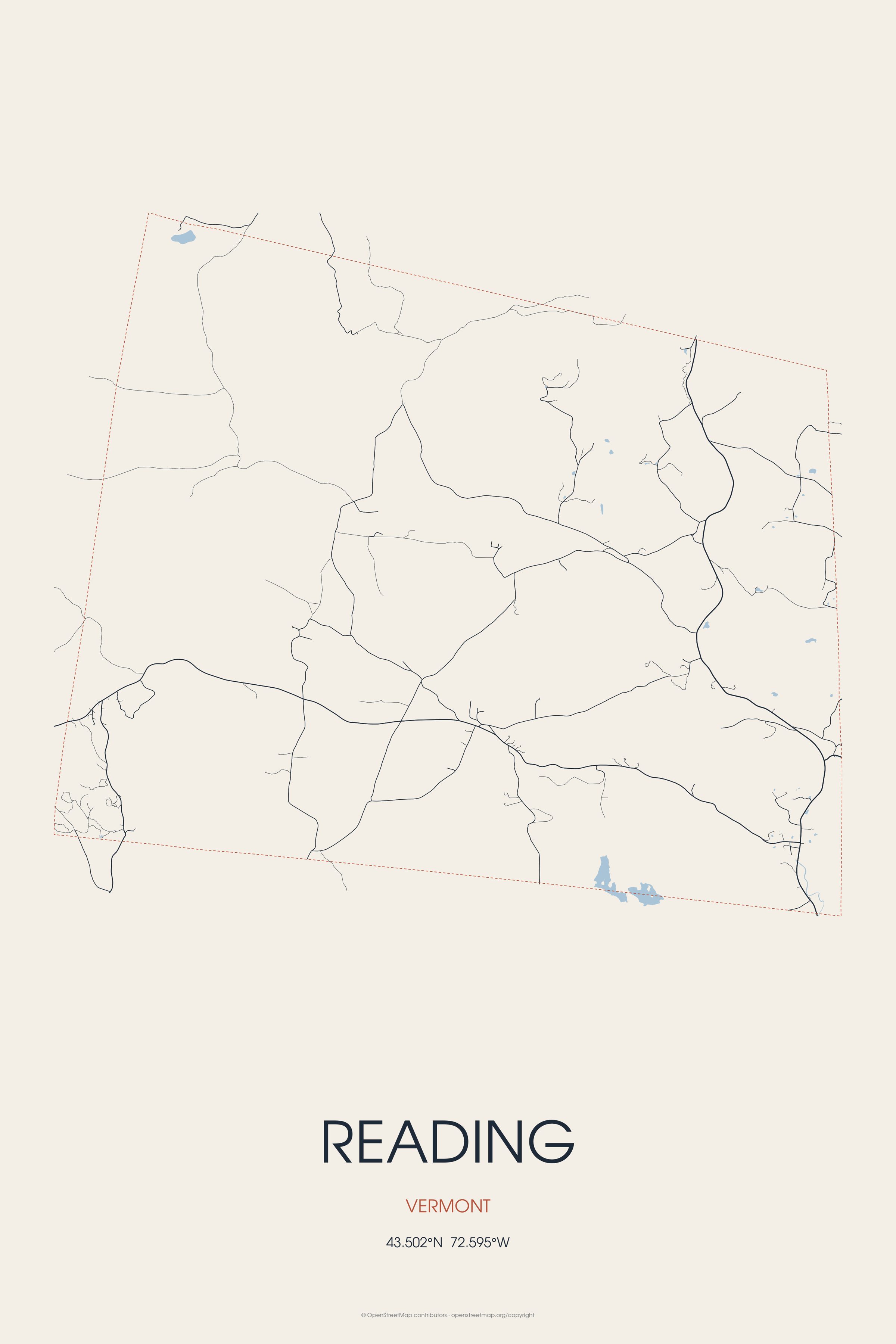 Street map of Reading, Vermont