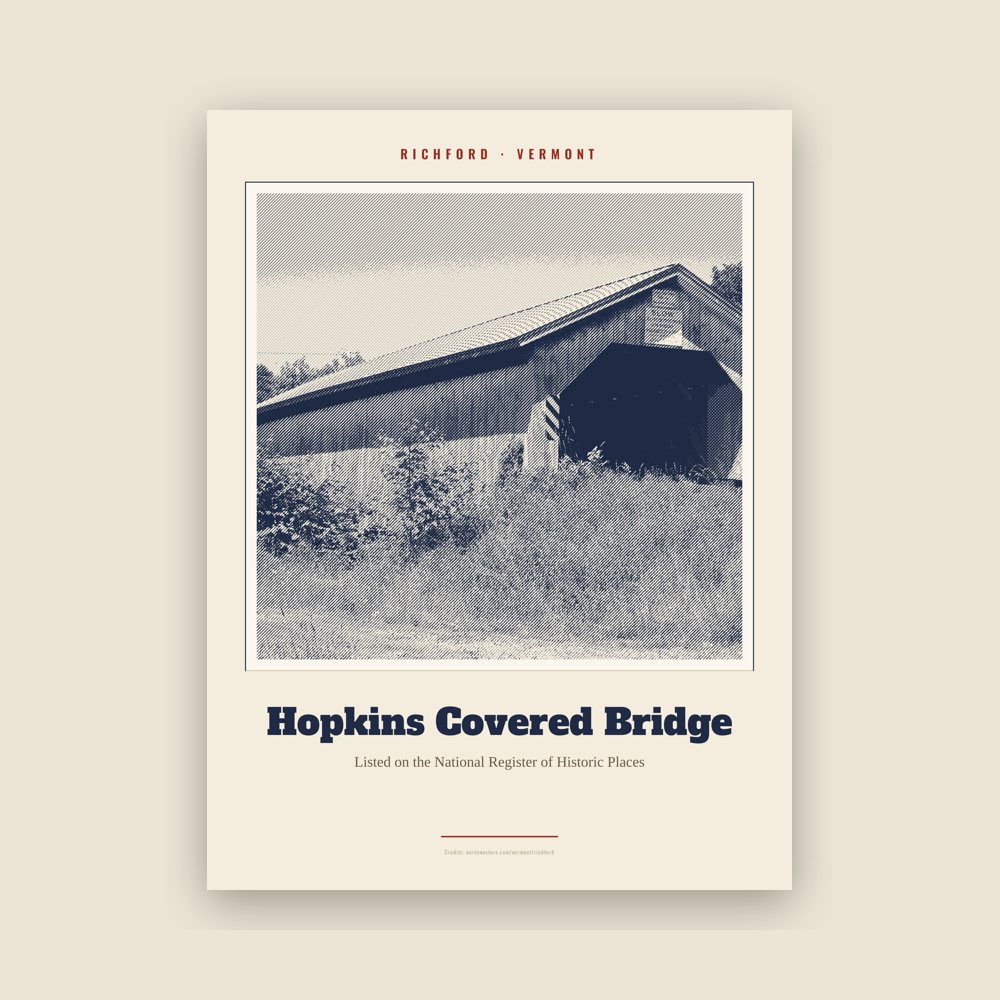 Richford Hopkins Covered Bridge Landmark Print