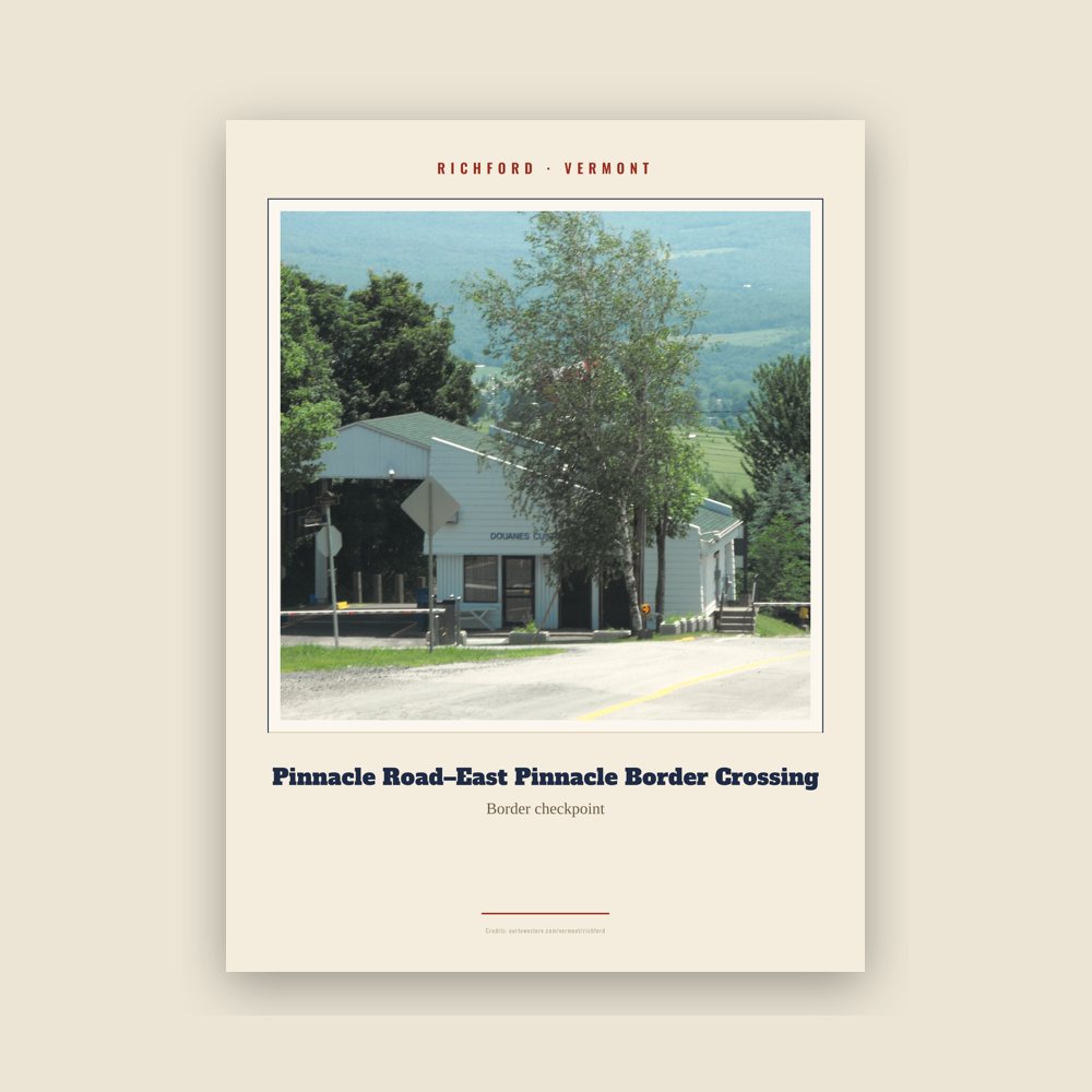 Richford Pinnacle Road–East Pinnacle Border Crossing Landmark Print