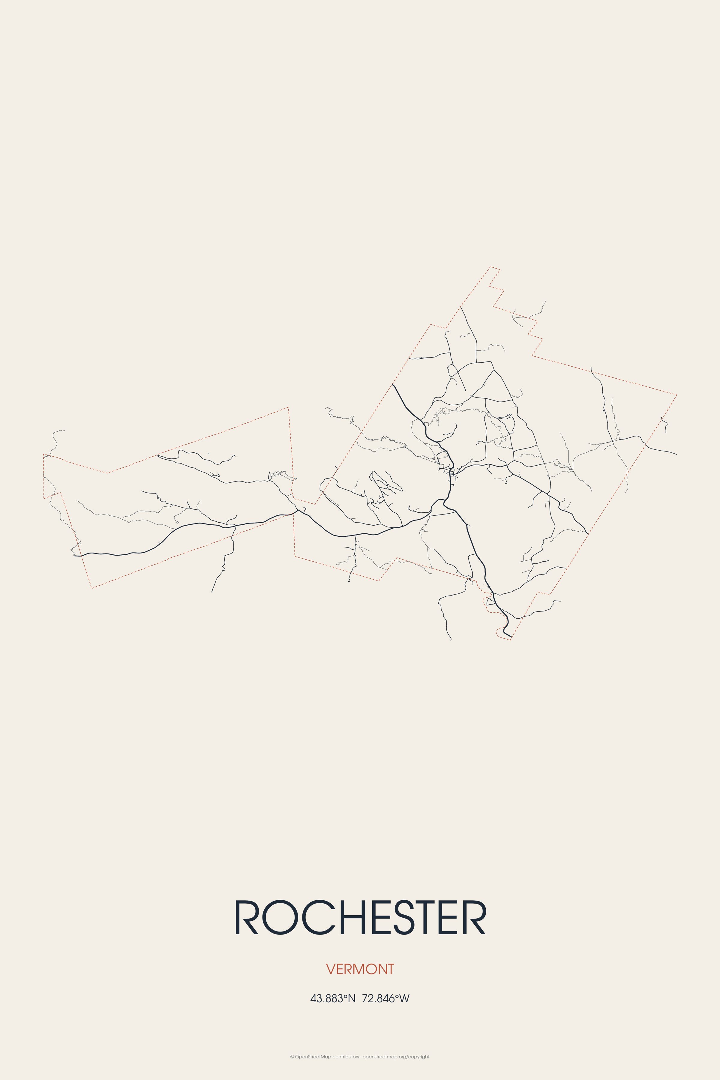 Street map of Rochester, Vermont
