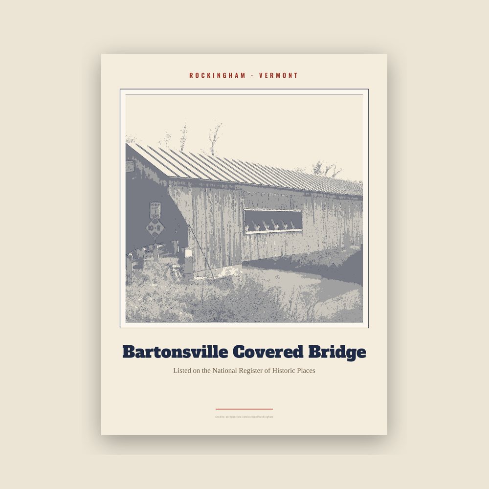 Rockingham Bartonsville Covered Bridge Landmark Print