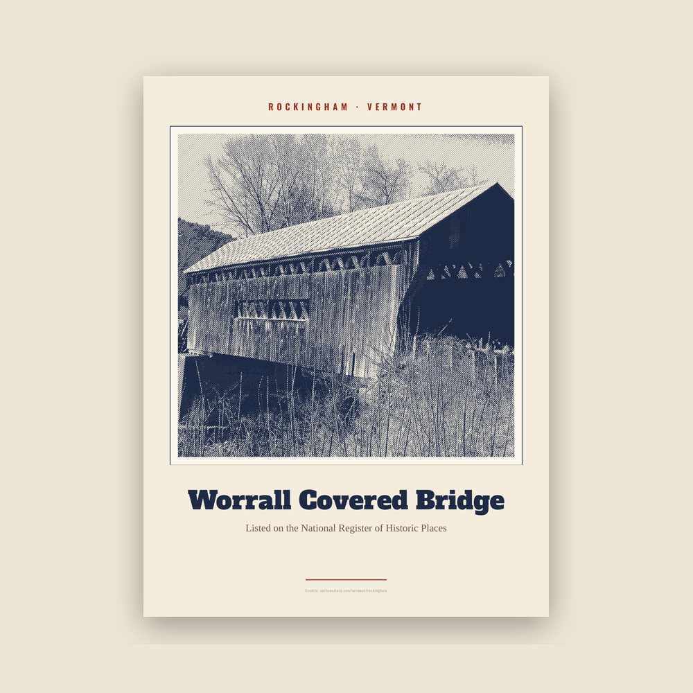 Rockingham Worrall Covered Bridge Landmark Print