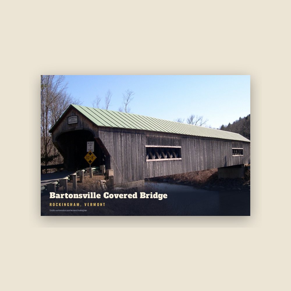 Rockingham Bartonsville Covered Bridge Postcard