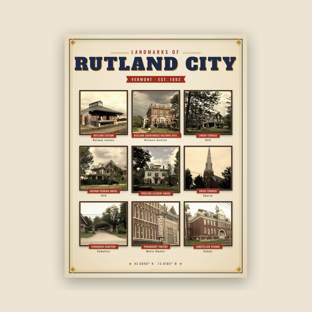 Rutland City Landmarks Photo Poster