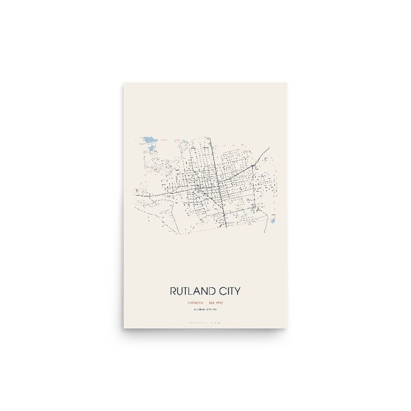 Rutland City Street Map Poster · Linen
