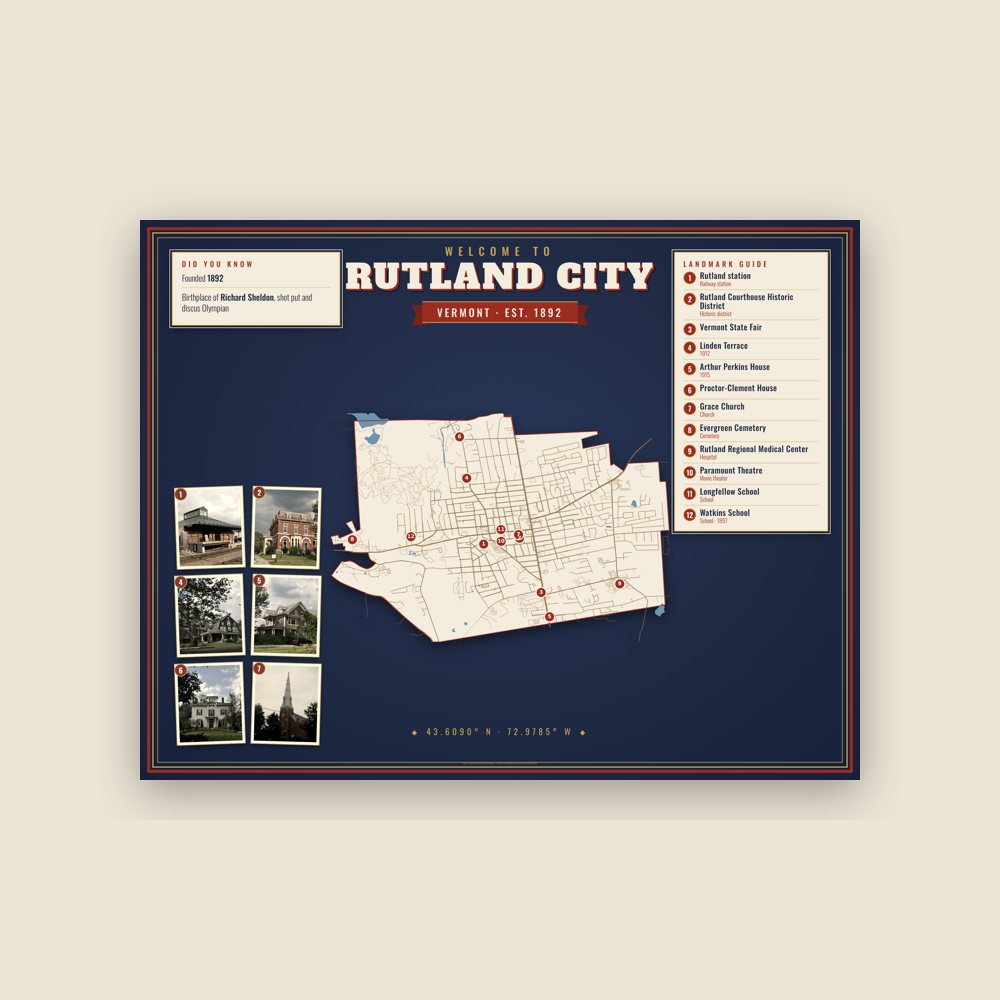 Rutland City Map Placemat